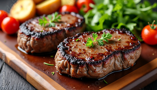 Grilled Steak with Fresh Greens and Tomatoes