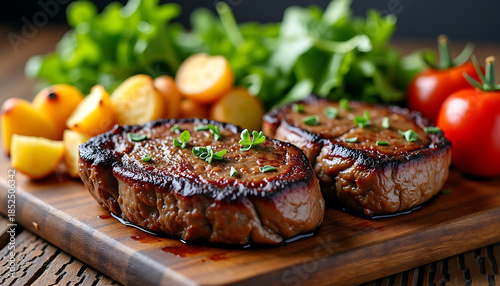Grilled Steak with Fresh Greens and Tomatoes