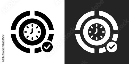 Time Approval Icon In Black And White Glyph Style