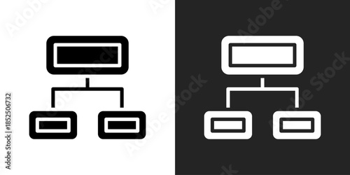 Process Flow Icon In Black And White Glyph Style