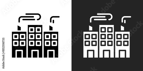 Office Building Icon In Black And White Glyph Style