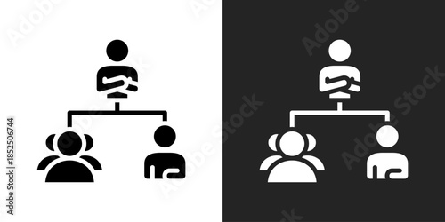 Team Leadership Icon In Black And White Glyph Style
