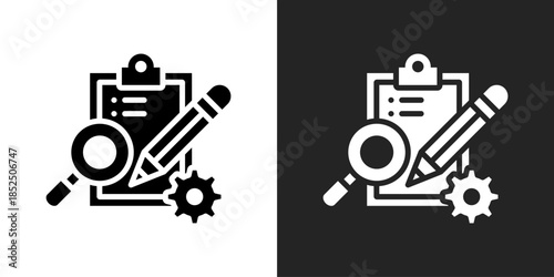 Audit Review Icon In Black And White Glyph Style