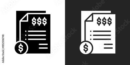 Financial Statement Icon In Black And White Glyph Style
