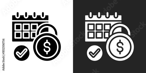 Payment Schedule Icon In Black And White Glyph Style