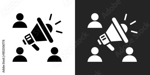 Public Announcement Icon In Black And White Glyph Style