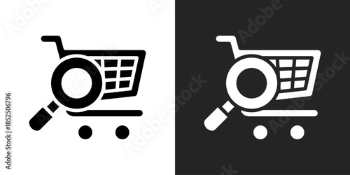 Online Shopping Icon In Black And White Glyph Style