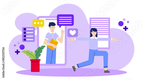 Telehealth Nutritionist Consultation. Business Flat Vector Illustration