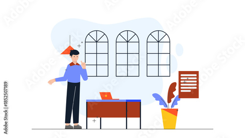 Co-working Space Hosting a Startup Incubator. Business Flat Vector Illustration