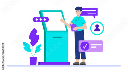 Smart Campus Using Digital Attendance Systems. Business Flat Vector Illustration