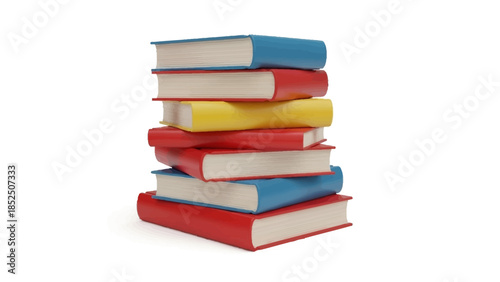 A stack of open books with colorful covers, perfect for educational or literary themes