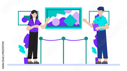 Online Art Auction in Progress. Business Flat Vector Illustration