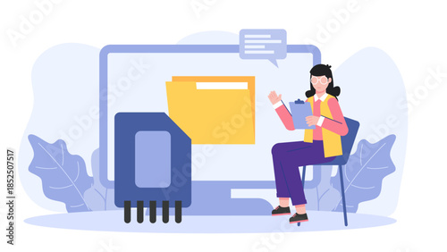 Digital Memory Preservation Service. Business Flat Vector Illustration