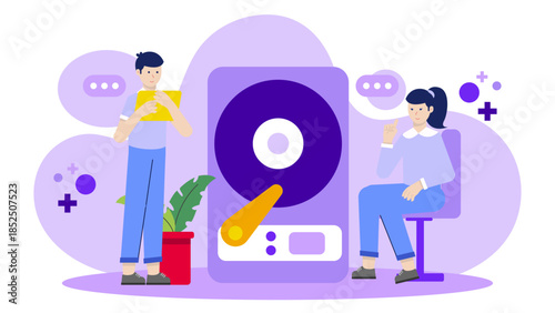 Digital Memory Preservation Service. Business Flat Vector Illustration