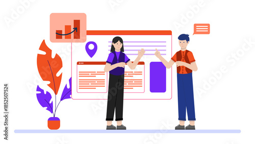 Team Building an Accessible Website for All Users. Business Flat Vector Illustration