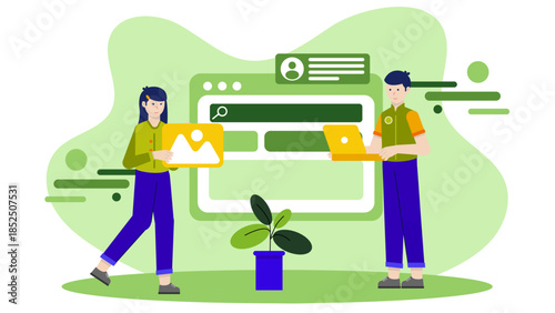 Team Building an Accessible Website for All Users. Business Flat Vector Illustration