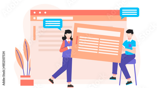 Team Building an Accessible Website for All Users. Business Flat Vector Illustration