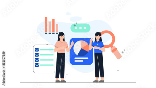 Sustainable Company Conducting a Supply Chain Audit. Business Flat Vector Illustration