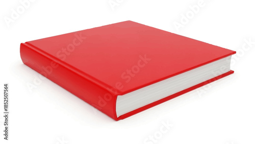 A Closed, Hardcover Book with a Bright Red Cover and White Pages, Presented on a Clean White Background