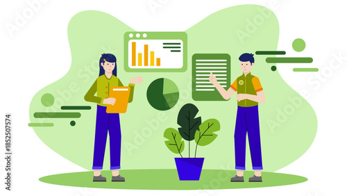 Sustainable Company Conducting a Supply Chain Audit. Business Flat Vector Illustration