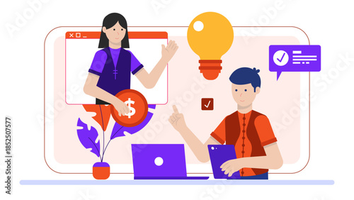 Digital Platform Matching Mentors with Mentees. Business Flat Vector Illustration