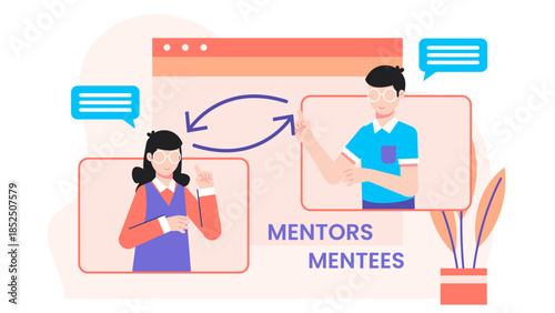 Digital Platform Matching Mentors with Mentees. Business Flat Vector Illustration