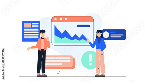 Social Media Team Handling a Crisis PR Situation. Business Flat Vector Illustration