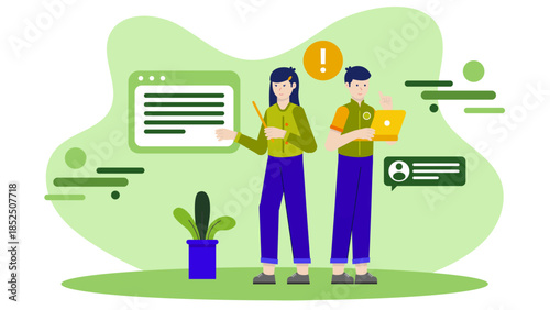Social Media Team Handling a Crisis PR Situation. Business Flat Vector Illustration