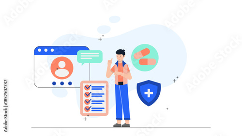 Telehealth Doctor Prescribing Digital Therapeutics. Business Flat Vector Illustration