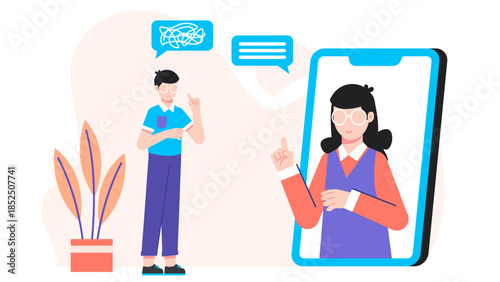 Telehealth Doctor Prescribing Digital Therapeutics. Business Flat Vector Illustration