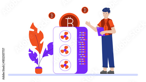 Data Center Implementing Liquid Cooling Systems. Business Flat Vector Illustration