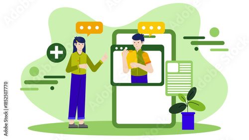 Telehealth Doctor Prescribing Digital Therapeutics. Business Flat Vector Illustration