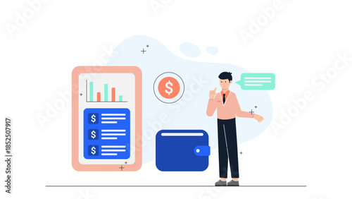 Fintech App Offering Micro-Investment Features. Business Flat Vector Illustration