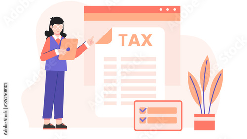 Online Platform for Filing Tax Returns. Business Flat Vector Illustration