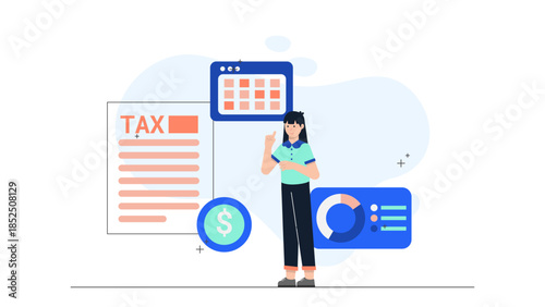 Online Platform for Filing Tax Returns. Business Flat Vector Illustration