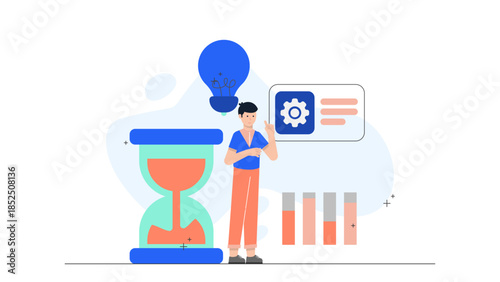 Digital Time Capsule Creation Service. Business Flat Vector Illustration