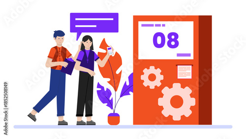 Digital Time Capsule Creation Service. Business Flat Vector Illustration