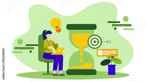 Digital Time Capsule Creation Service. Business Flat Vector Illustration