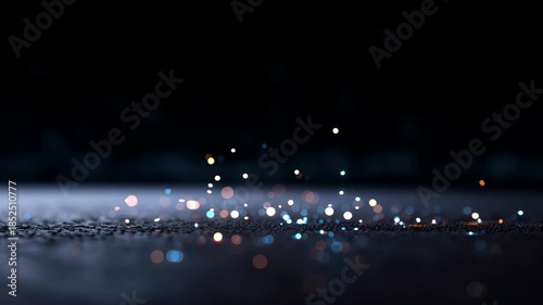 Electric blue lightning strikes illuminate dark background, creating mesmerizing display of glowing energy sparks and static particles, captivating viewers with dynamic visual effect