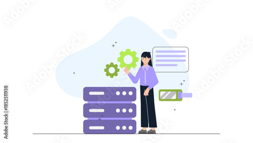 Virtual Reality Used for Remote Equipment Repair. Flat Vector Business Illustration