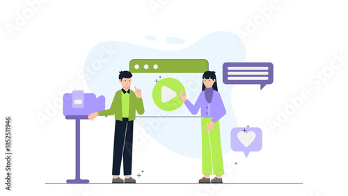 Digital Agency Creating an Animated Explainer Video. Flat Vector Business Illustration