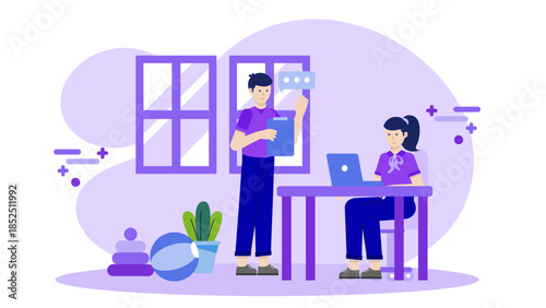 Co-working Space Offering Daycare Services. Flat Vector Business Illustration