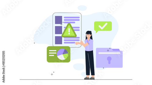 Digital Forensics Team Recovering Lost Data. Flat Vector Business Illustration