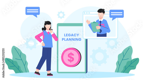 Digital Legacy Planning Service. Flat Vector Business Illustration