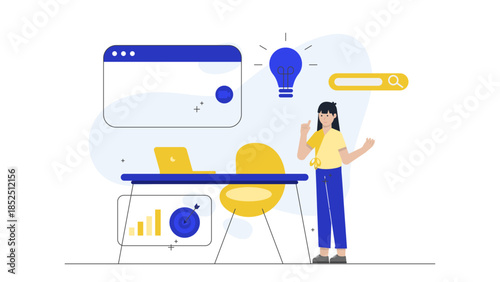 Corporate Team Conducting a Virtual Risk Assessment Workshop. Flat Vector Business Illustration