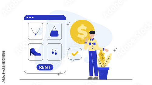 Digital Platform for Renting High-End Fashion Accessories. Flat Vector Business Illustration