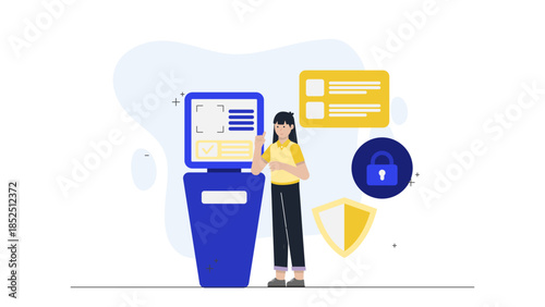Co-working Space Offering Biometric Access Control. Flat Vector Business Illustration