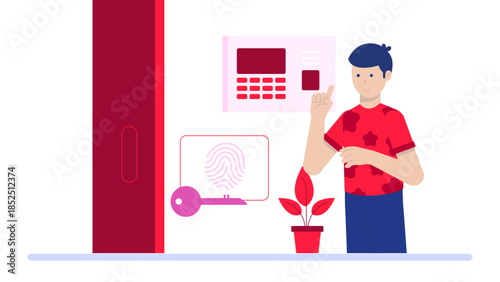 Co-working Space Offering Biometric Access Control. Flat Vector Business Illustration