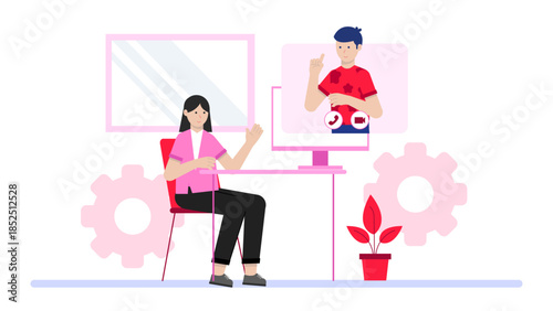 Online Counseling for Career Transition. Flat Vector Business Illustration