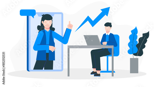 Online Counseling for Career Transition. Flat Vector Business Illustration